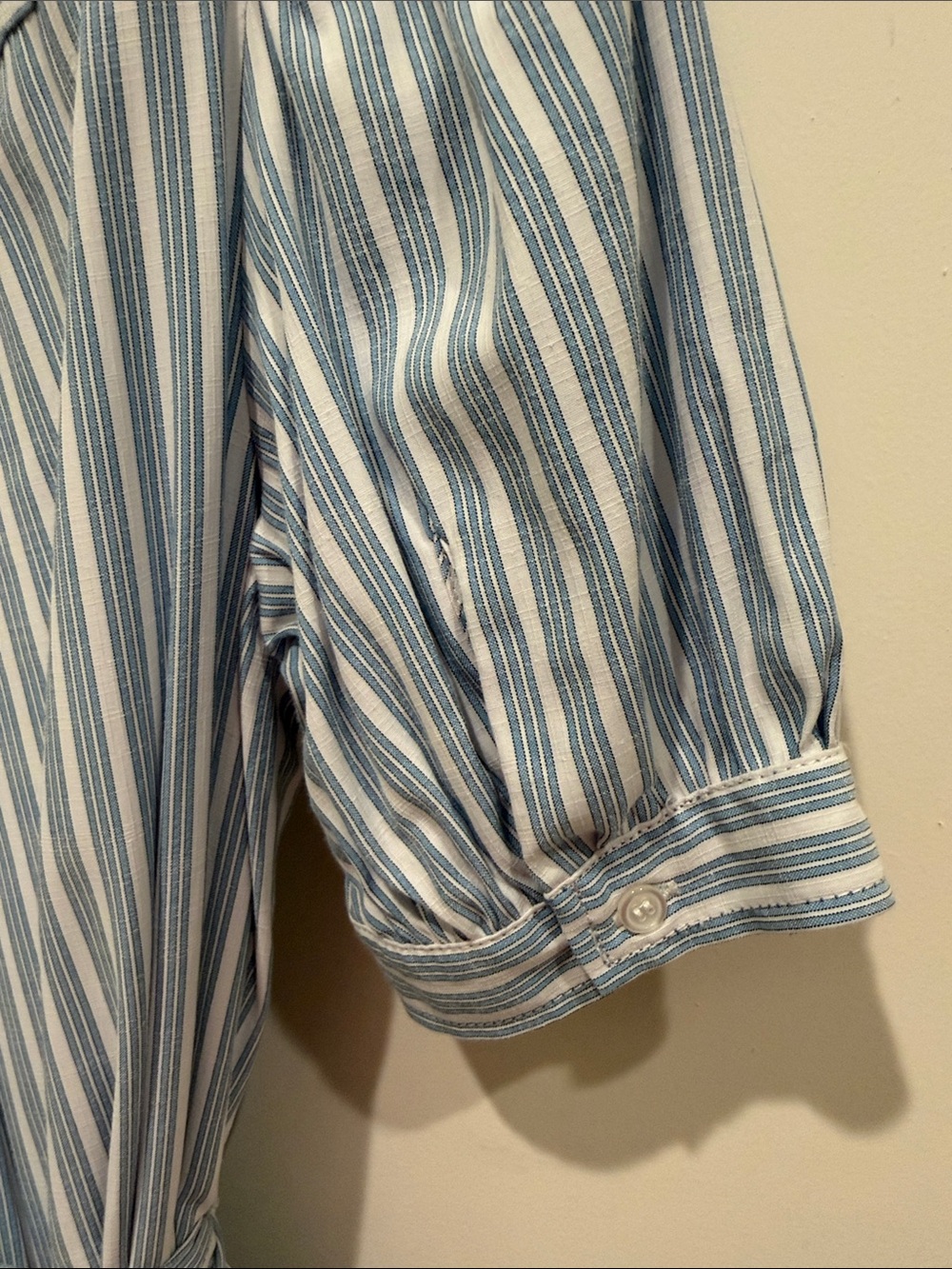 Max Studio Light Blue and White Striped Maxi Shirt Dress - Picture 7 of 9